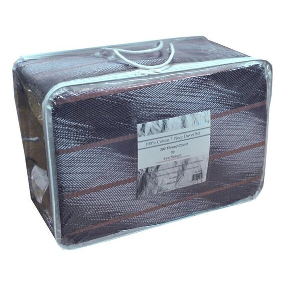 EverRouge Rainy Day Cotton 7 piece Duvet Set 300 Thread Count King Sized - New - Picture 4 of 4